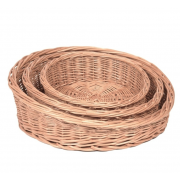 Set de cosuri rotunde din rachita naturala, diametre 25, 30 si 35 cm