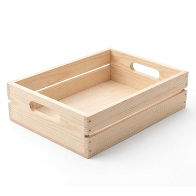 Ladita din lemn natur cu manere 35x25x15 cm