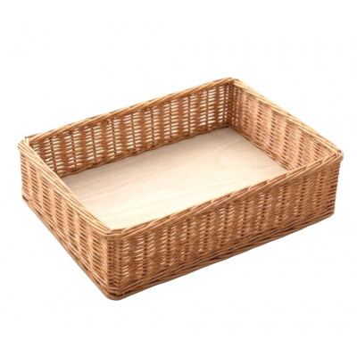 Ladita dreptunghiulara din rachita naturala pentru prezentare, H 10 cm