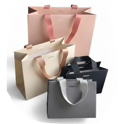 Pungi carton gros gama premium cu manere ripsate 20x25x11cm