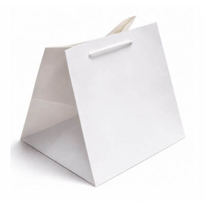 Punga cadou alba patrata 20x23x20 cm carton 215g si snur textil